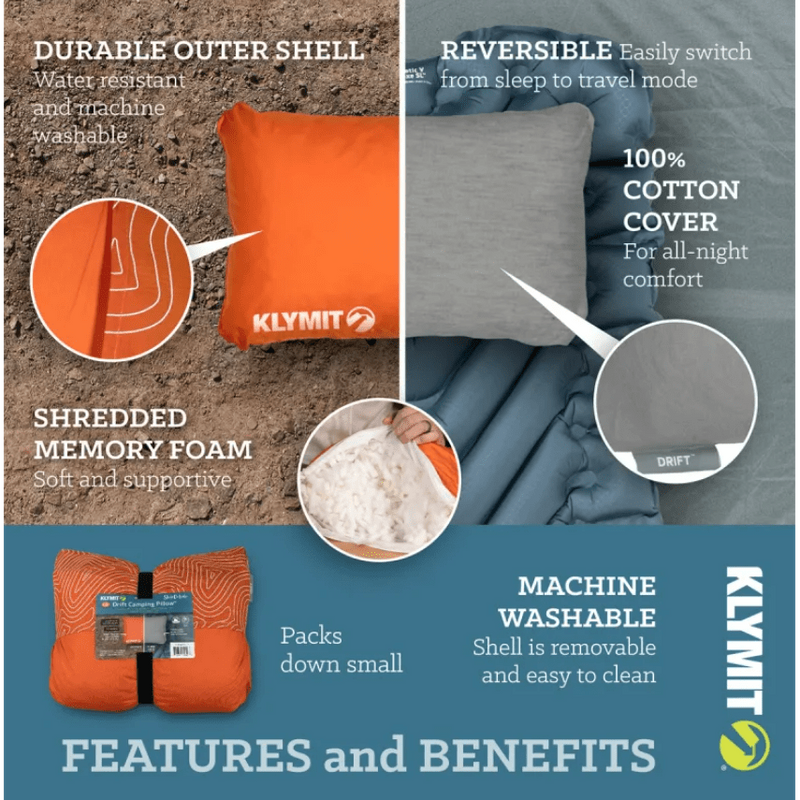 Klymit Drift Camp Pillow,EQUIPMENTSLEEPINGPILLOWS,KLYMIT,Gear Up For Outdoors,