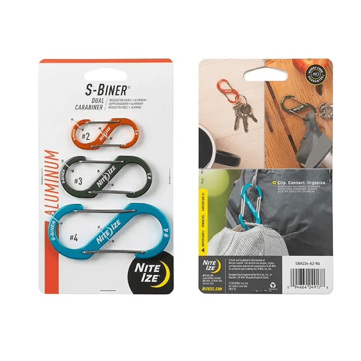 Nite Ize S-Biner 3 Size Combo 3 Pack Aluminum,EQUIPMENTMAINTAINFASTNERS,NITEIZE,Gear Up For Outdoors,