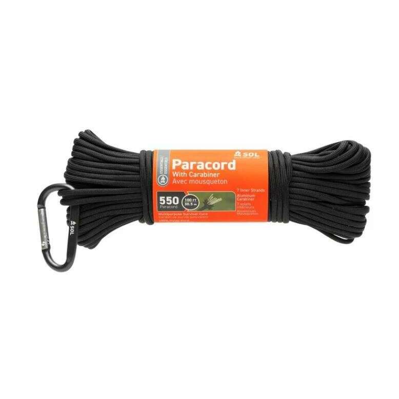 SOL 550 Paracord With Carabiner,EQUIPMENTPREVENTIONFIRST AID,SURVIVE OUTDOORS LONGER,Gear Up For Outdoors,