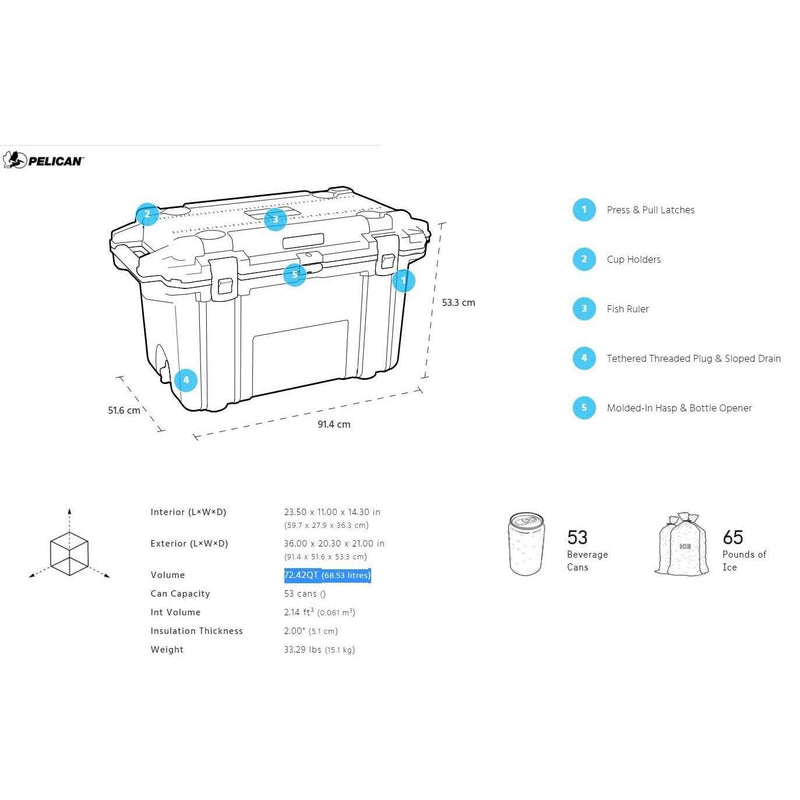 Pelican 70 Quart Elite Cooler,EQUIPMENTCOOKINGCOOLERS,PELICAN,Gear Up For Outdoors,