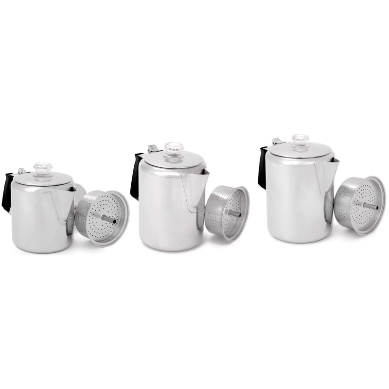 GSI Glacier Stainless Steel Percolator - 3 Sizes,EQUIPMENTCOOKINGPOTS PANS,GSI,Gear Up For Outdoors,