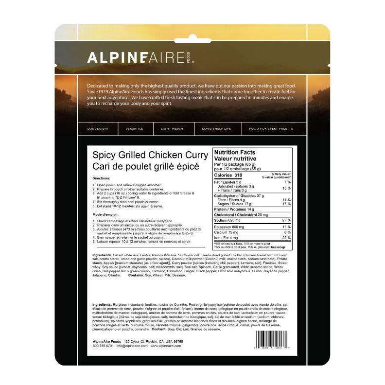 AlpineAire Spicy Grilled Chicken Curry New Packaging,EQUIPMENTCOOKINGFOOD,ALPINEAIRE FOOD,Gear Up For Outdoors,