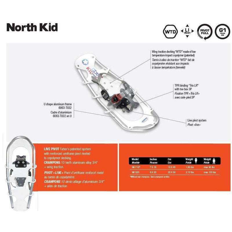 Faber North Kid Snowshoe [Max 90-125Lbs] 2 Styles,EQUIPMENTSNOWSHOESTECHNICAL,FABER,Gear Up For Outdoors,
