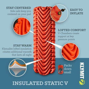 Klymit Static V Insulated Sleeping Pad,EQUIPMENTSLEEPINGMATTS AIR,KLYMIT,Gear Up For Outdoors,