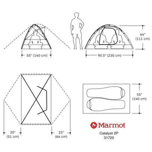 Marmot Catalyst 2 Person Tent (2 Person/3 Season) Footprint Included Updated,EQUIPMENTTENTS2 PERSON,MARMOT,Gear Up For Outdoors,