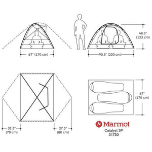 Marmot Catalyst 3 Person Tent (3 Person/3 Season) Footprint Included Updated,EQUIPMENTTENTS3 PERSON,MARMOT,Gear Up For Outdoors,