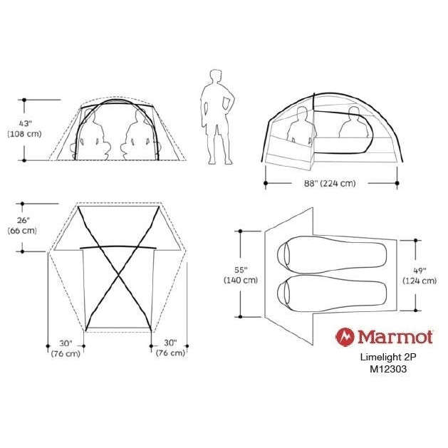 Marmot Limelight 2 Person Tent (2 Person/3 Season) Footprint Included Updated,EQUIPMENTTENTS2 PERSON,MARMOT,Gear Up For Outdoors,