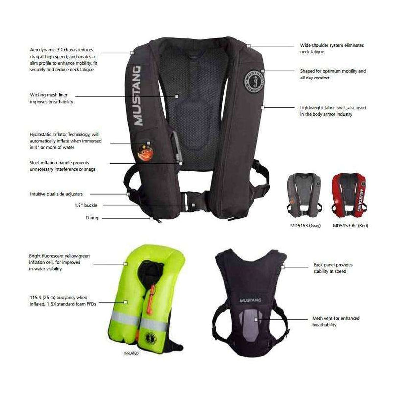 Mustang ELITE 28 Inflatable Auto-Hydrostatic PFD (Automatic),EQUIPMENTFLOTATIONPFD INFLAT,MUSTANG,Gear Up For Outdoors,