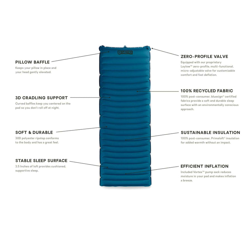 Nemo Quasar 3D Insulated Sleeping Pad,EQUIPMENTSLEEPINGMATTS AIR,NEMO EQUIPMENT INC.,Gear Up For Outdoors,