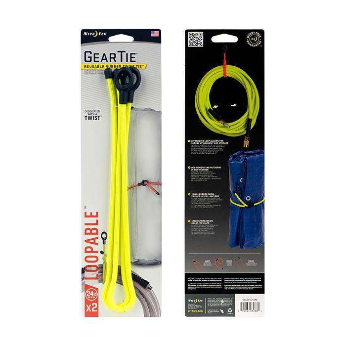 Nite Ize Gear Tie Loopable Twist Tie 24 inch - 2 Pack,EQUIPMENTMAINTAINFASTNERS,NITEIZE,Gear Up For Outdoors,