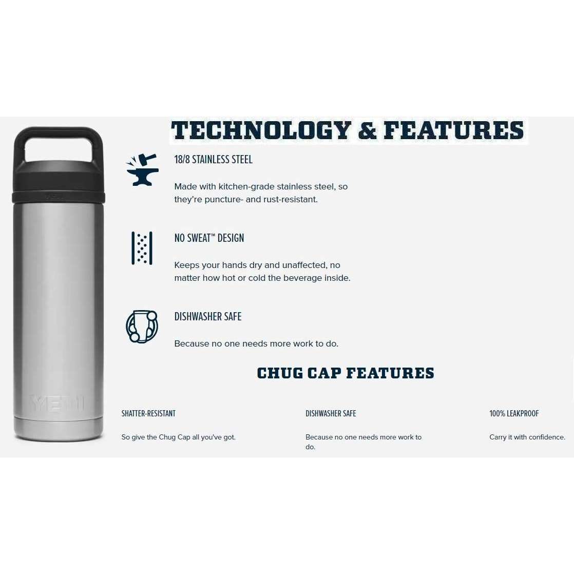 YETI Rambler 532 ML Bottle Chug Cap Gray SKU-0309-STS